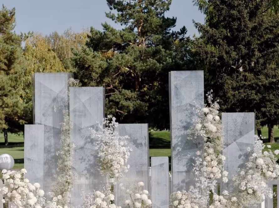 luxury event planning portfolio Romantic vineyard wedding ceremony with elegant décor.